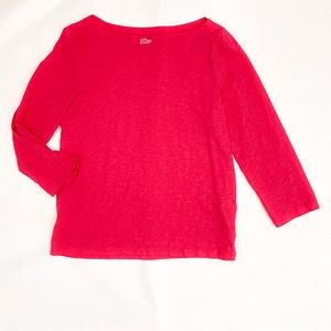 J.Crew Raspberry Pink Ballet Neck 3/4 Sleeve Shirt